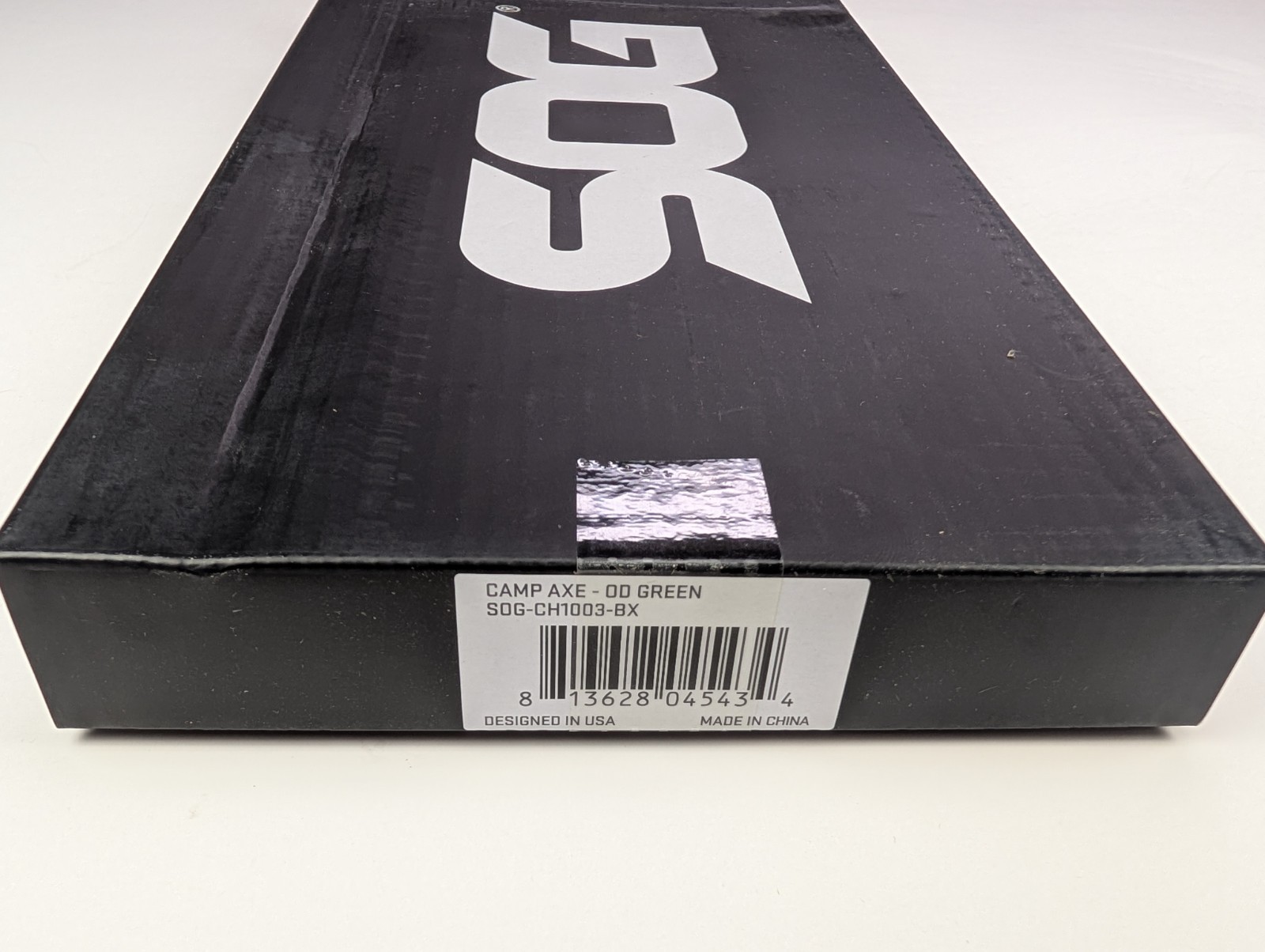 SOG Camp Axe - 11.5" Overall - Black Stonewash Finish - Tan GRN Handle + Sheath