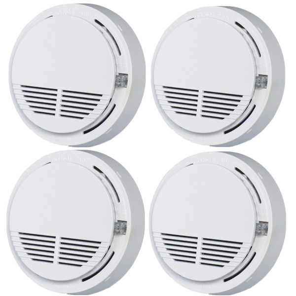 4-Pack Smoke Alarm Detectors, Home Fire Safety Sensors with Built-in Batteries