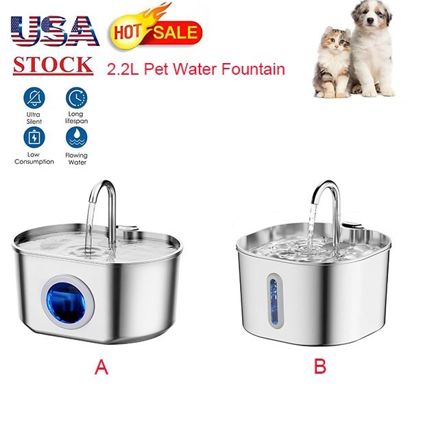 Cat Water Fountain Stainless Steel 74oz/2.2L Automatic Pet Dog Water Fountain