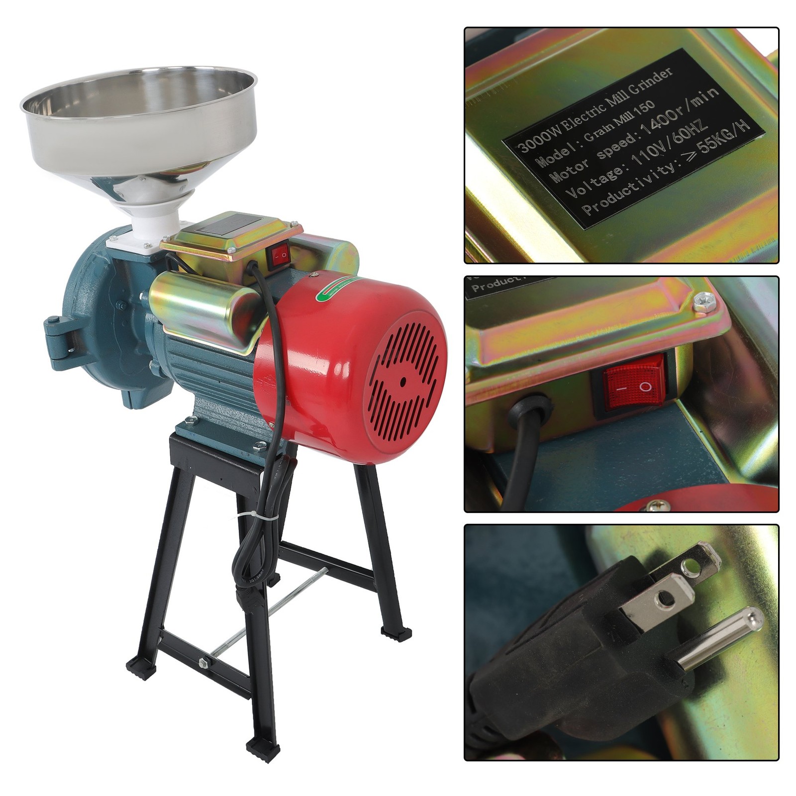 110V Electric Grinder Grain Mill Corn 3000W Wheat Feed Flour Cereal Grain Mills