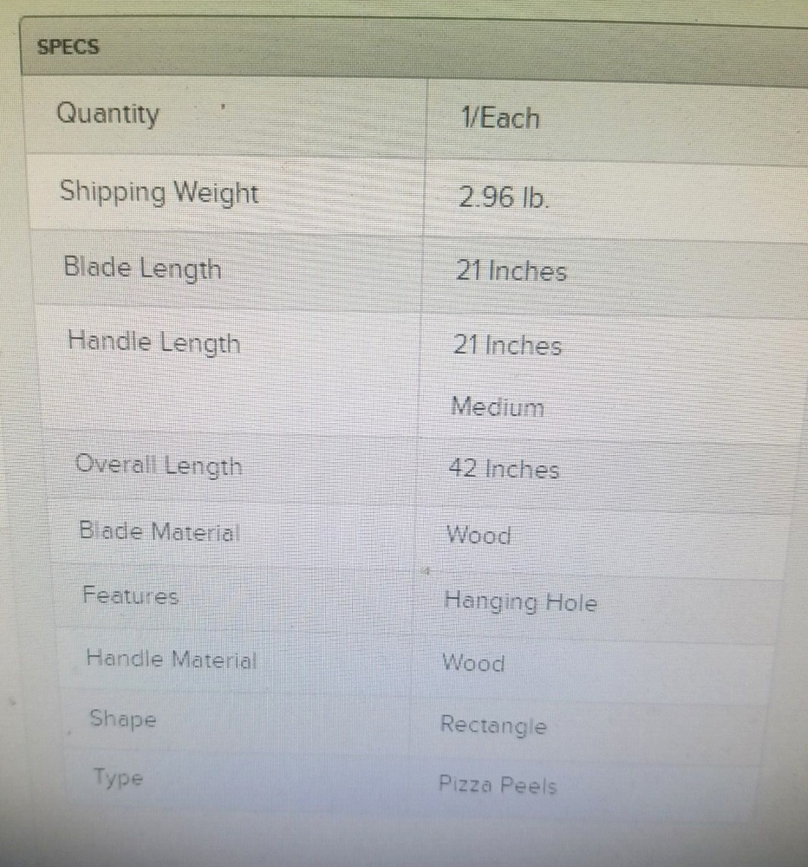 PIZZA PEEL WOOD PADDLE STYLE SPATULA KITCHEN PIZZERIA 20" x 21" W/ 21" HANDLE