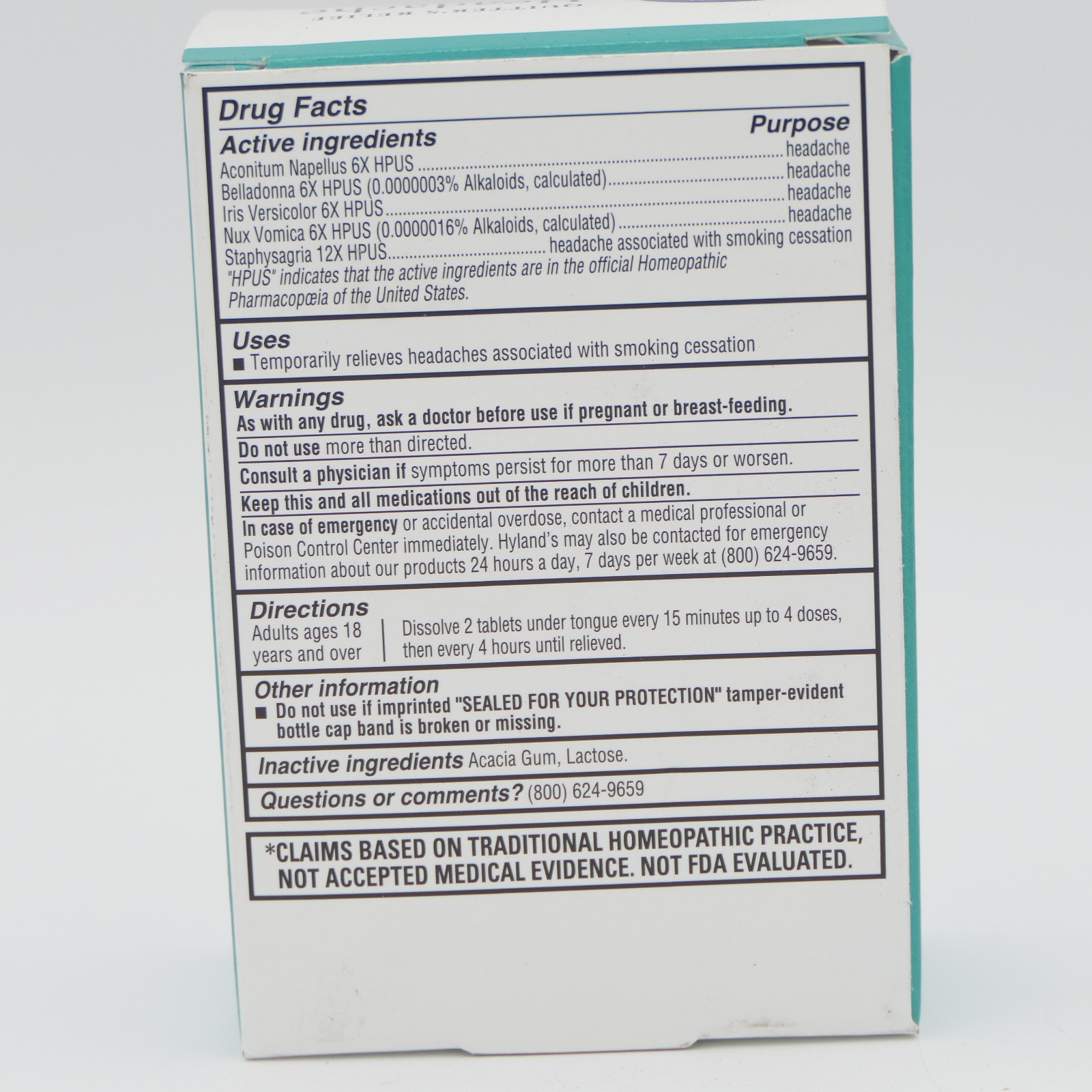 Hylands Quitter's Relief Headache 2 Pk 100 Quick-Dissolving Tabs Ea Homeopathic