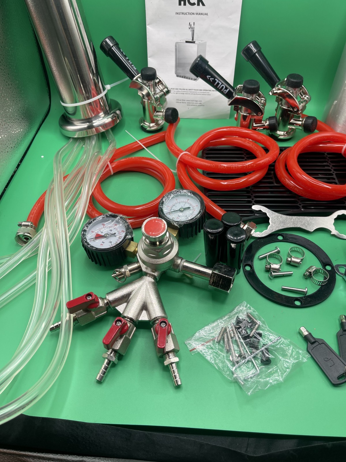 HCK Triple Tap Beer Kegerator Conversion Kit Stainless Tower w/Regulator