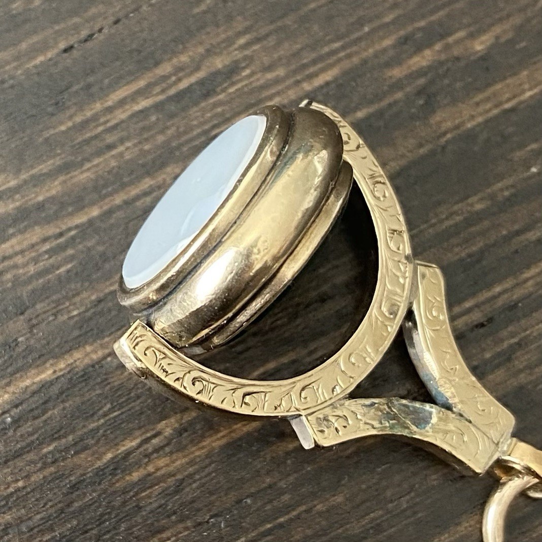 Antique Victorian Gold Filled? Bloodstone & Sardonyx Swivel Fob/Pendant *AS-IS*