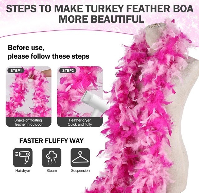 2 Yards 60 Grams Chandelle Feather Boa Dance Wedding Party Halloween Costume