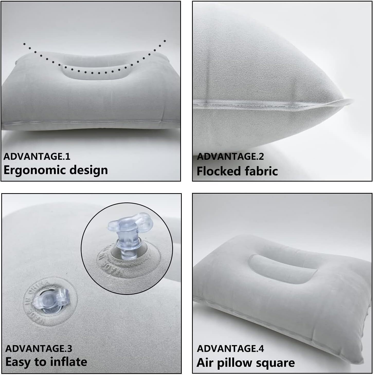 2Pack Small Inflatable Pillow Gray Ultralight Blow up Neck&Lumbar Support