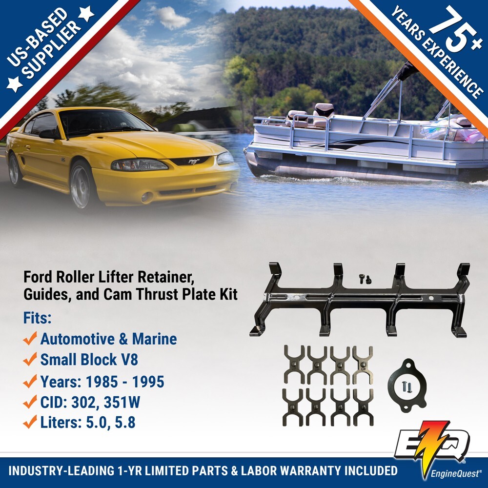 Ford 1985-2001 5.0 302, 5.8 351w Roller Lifter Retainer, Guides & Cam Plate