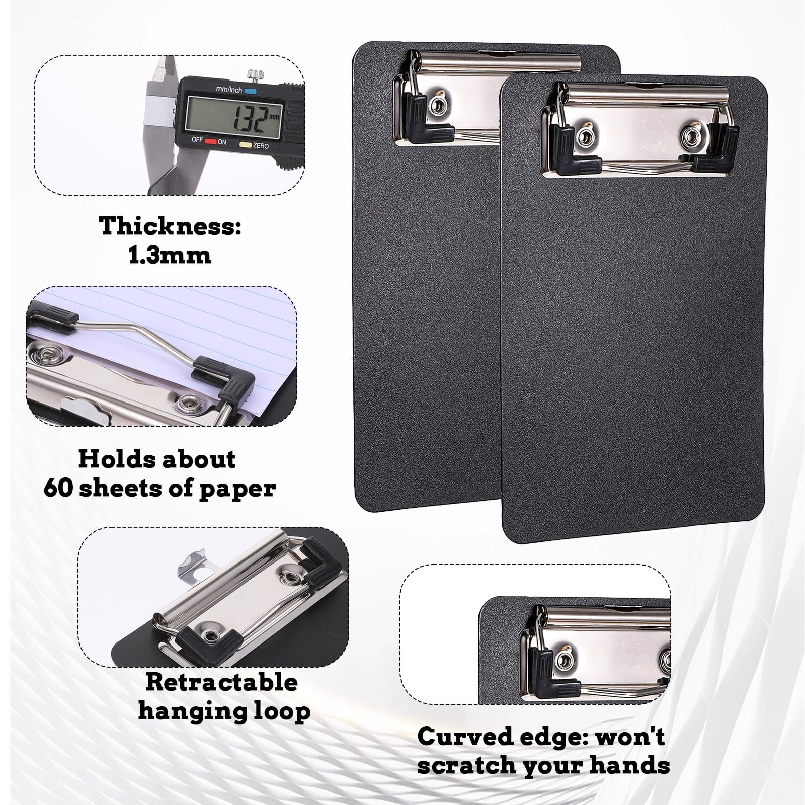 2 Pack Mini Clipboards 4" X 6" Small Clipboards Travel Memo Clipboard Black M...