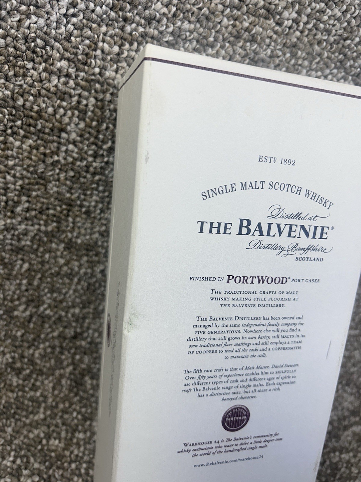 The Balvenie 21 Years Portwood Single Malt Scotch Whisky Presentation Box Empty