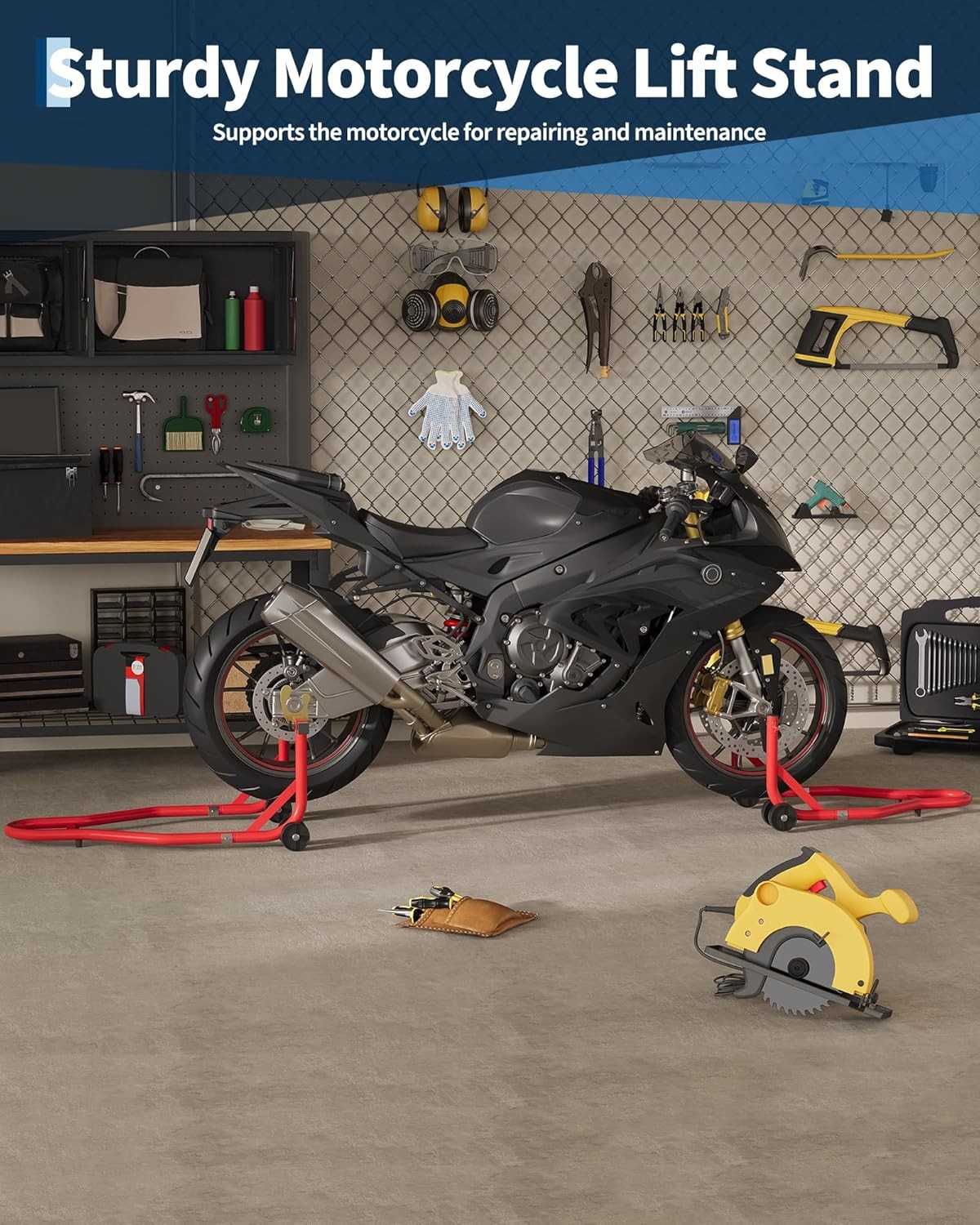 900lbs Motorcycle Front & Rear Stand Lift Spoolift Paddock Swingarm Bike Support