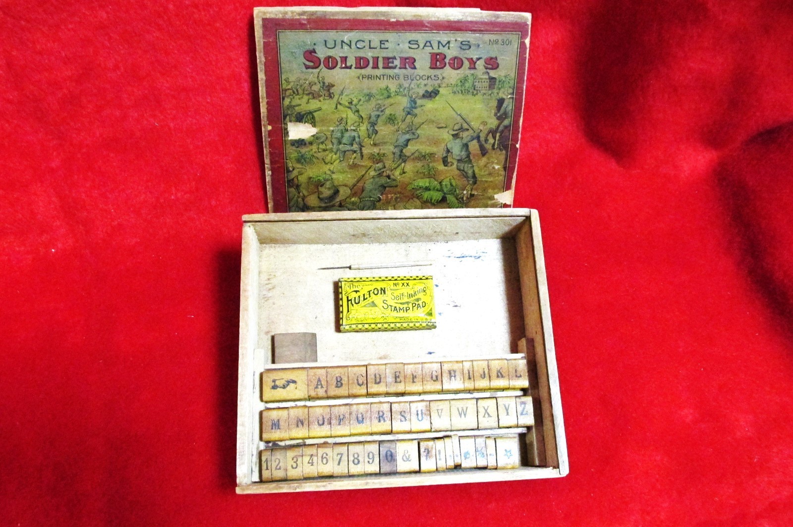 c1898 Ex-Rare Military Museum Uncle Sam's Soldier Boys Pr. Blocks, San Juan Hill