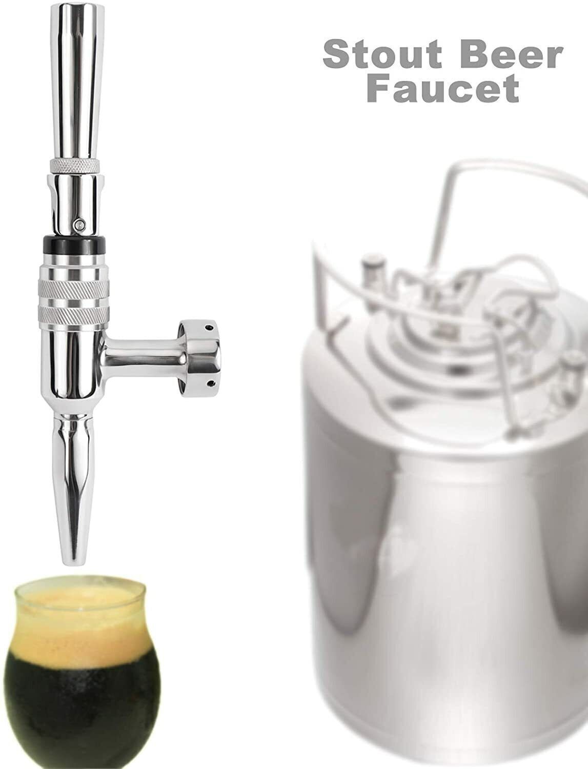 Nitro & Stout Beer Faucet Stainless Steel Homebrew Beer Stout Tap for Kegging