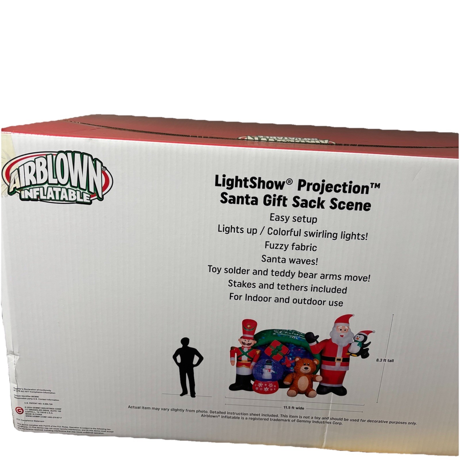 Gemmy Airblown Inflatable Lightshow Projection Santa Gift Sack Scene New In Box
