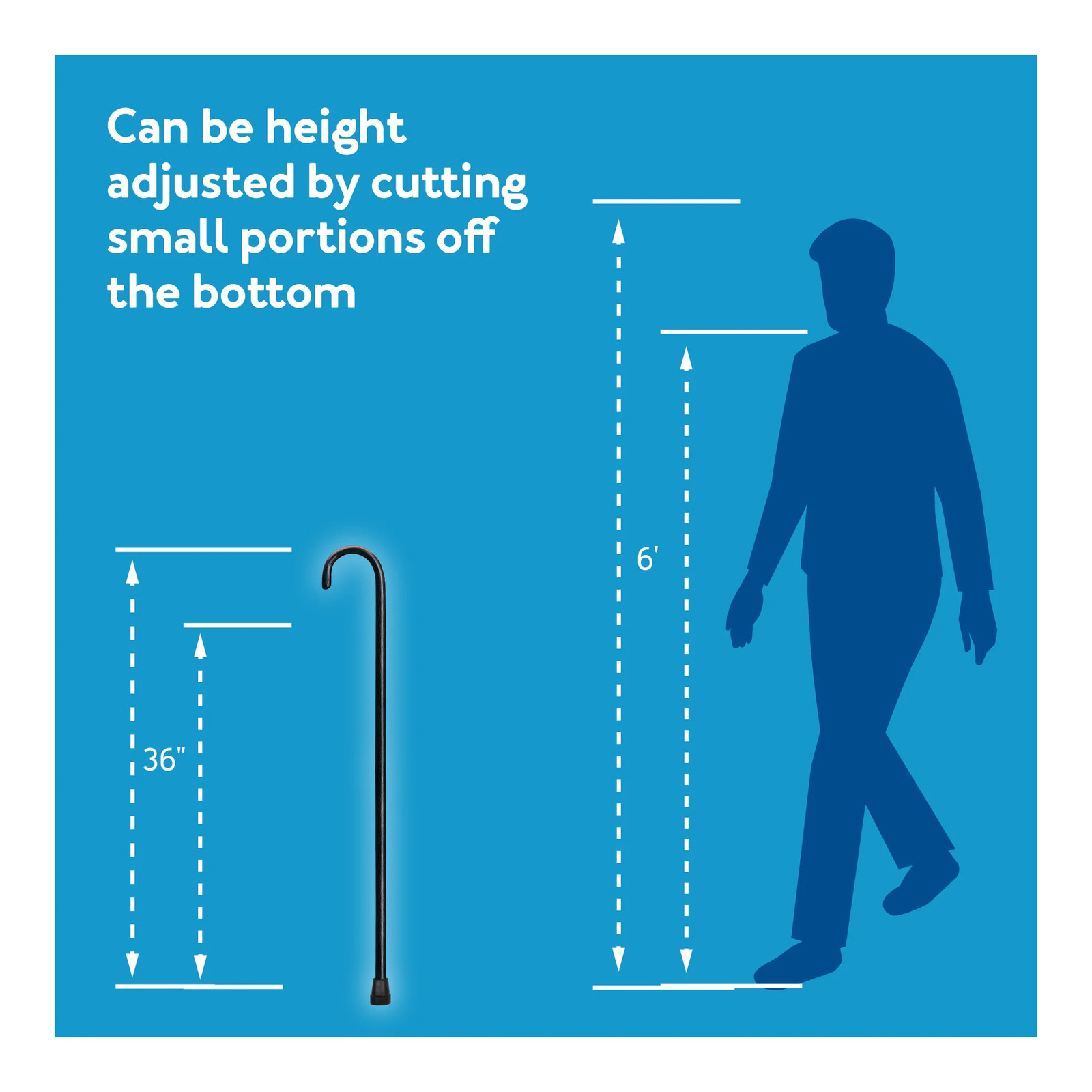 Carex Round Handle Wooden Walking Cane Black Color 1" with Rubber Tip 1 Count