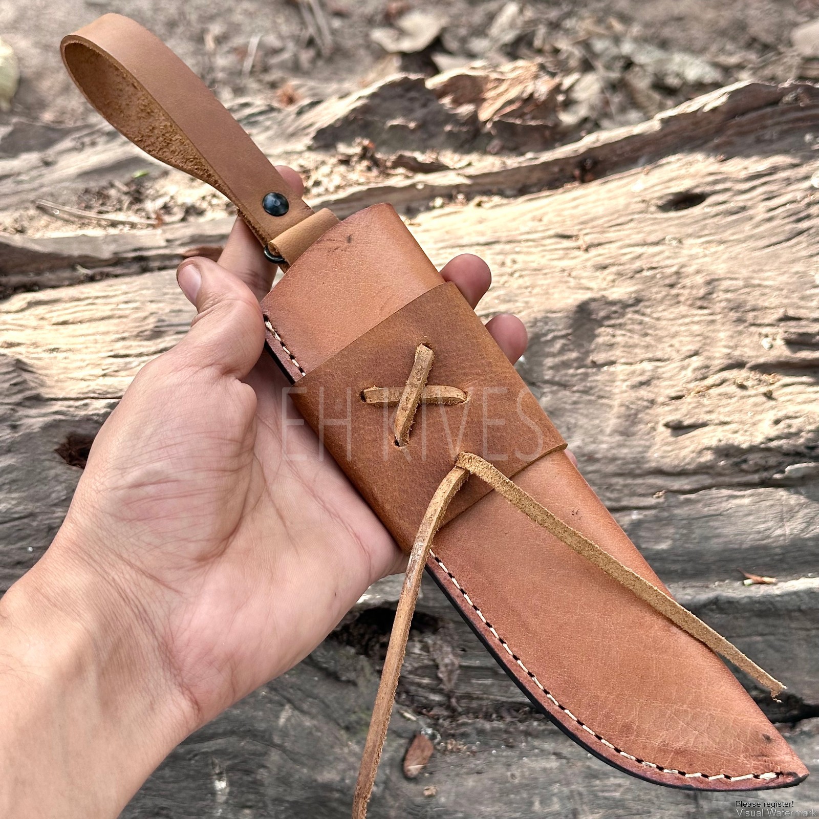 Handmade Genuine Cow Leather Sheath for 8-Inch Fixed Blade Hunting Knife