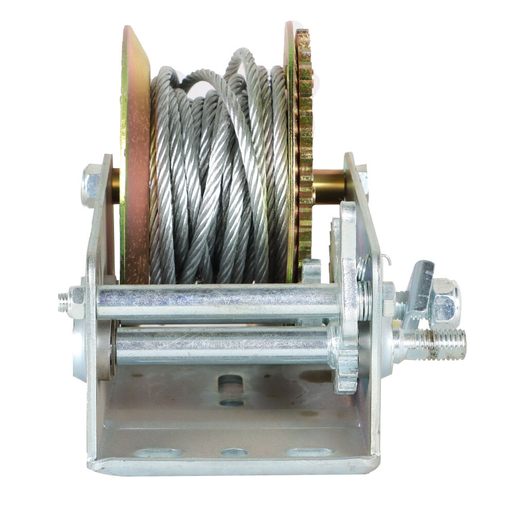 3500lbs Dual Gear Hand Winch Hand Crank Manual Boat ATV RV Trailer Cable