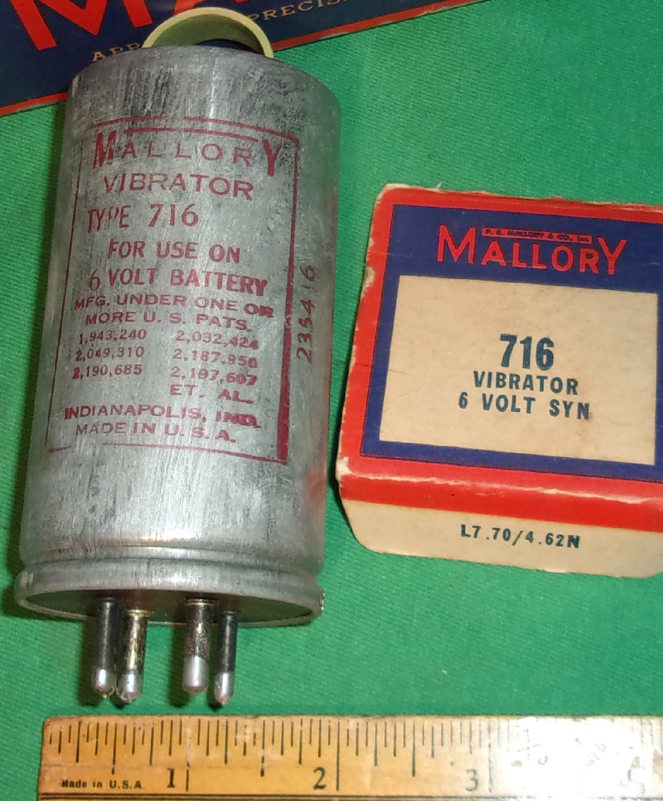 NOS Mallory 6 Volt Vibrator No. 716 (6-Volt Syn) 5-Pin for 1948 Delco 980762