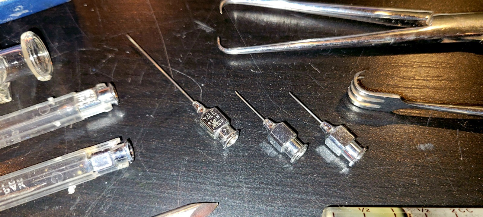 Amazing Lot Of Vintage Surgical Nursing Tools Instruments Syringe Mask Trocars