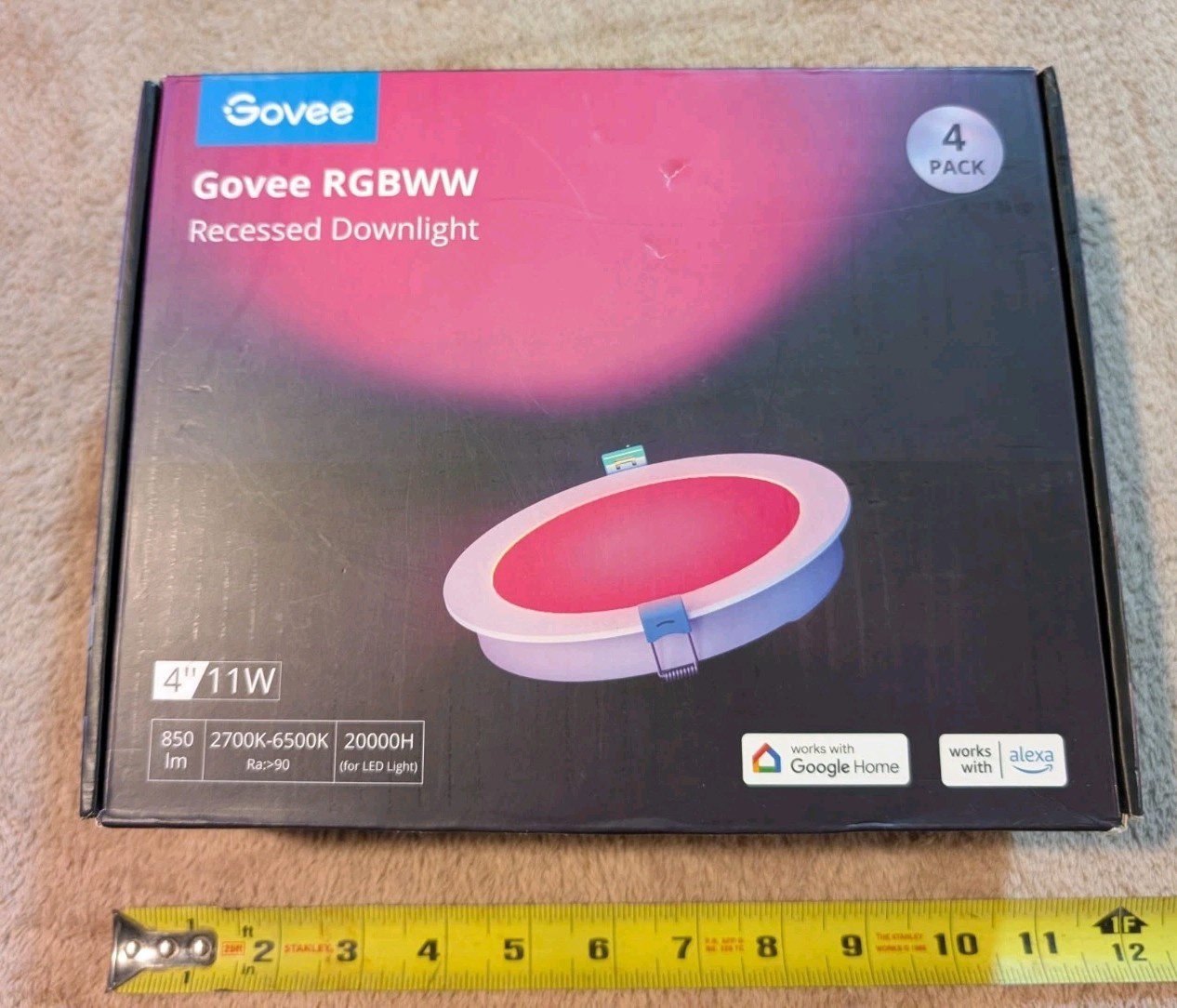 Govee Smart Recessed Lighting 4 Inch RGBWW Wi-Fi Bluetooth 4-Pack
