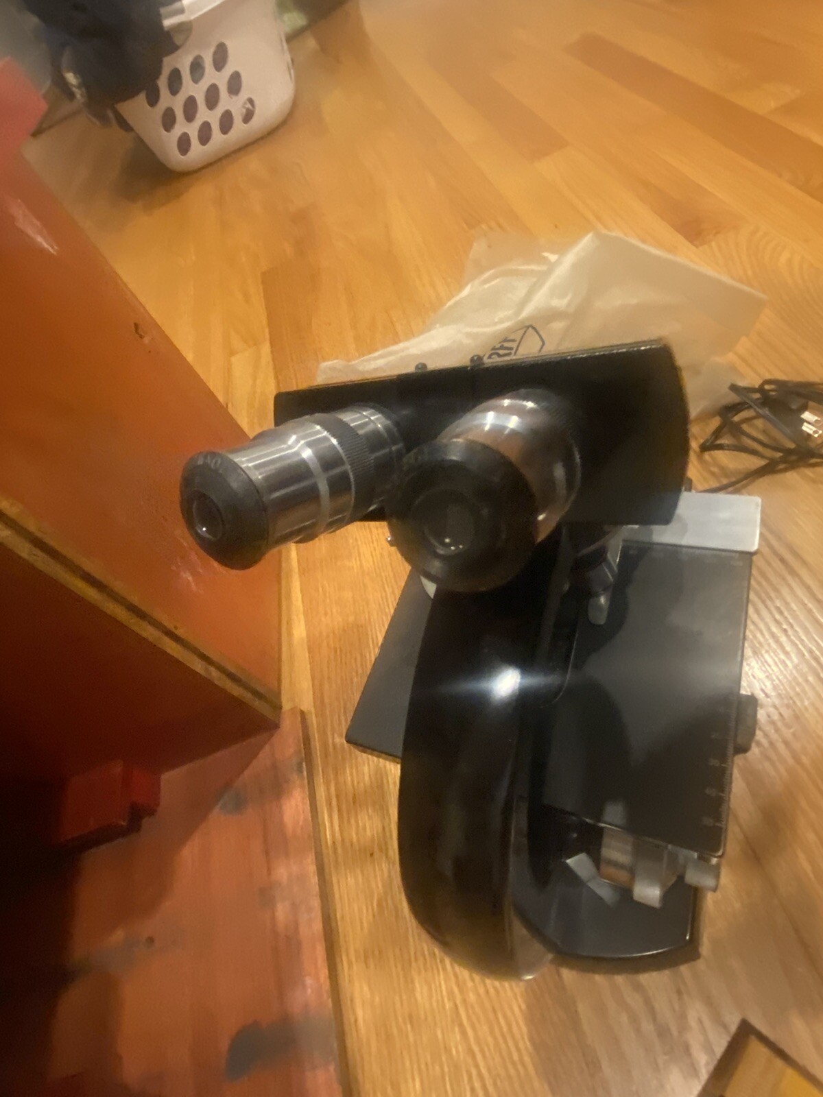 Vintage STEINDORFF BERLIN Binocular Microscope w Accessories & Wooden Case LOOK!