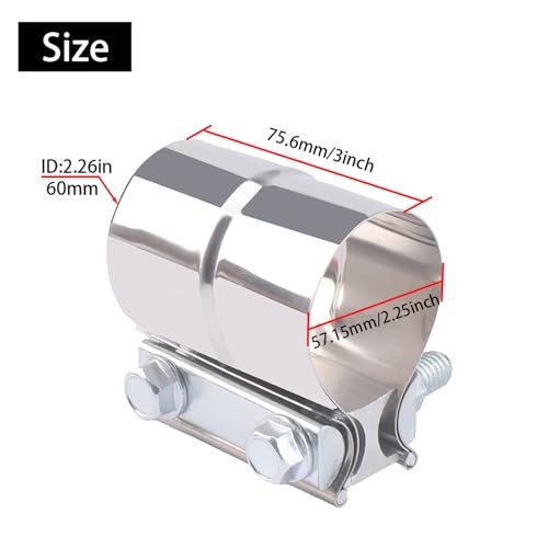 2.25 Inch Exhaust Clamp,Lap Joint Band Clamp,304 Stainless Steel 2.25 inch