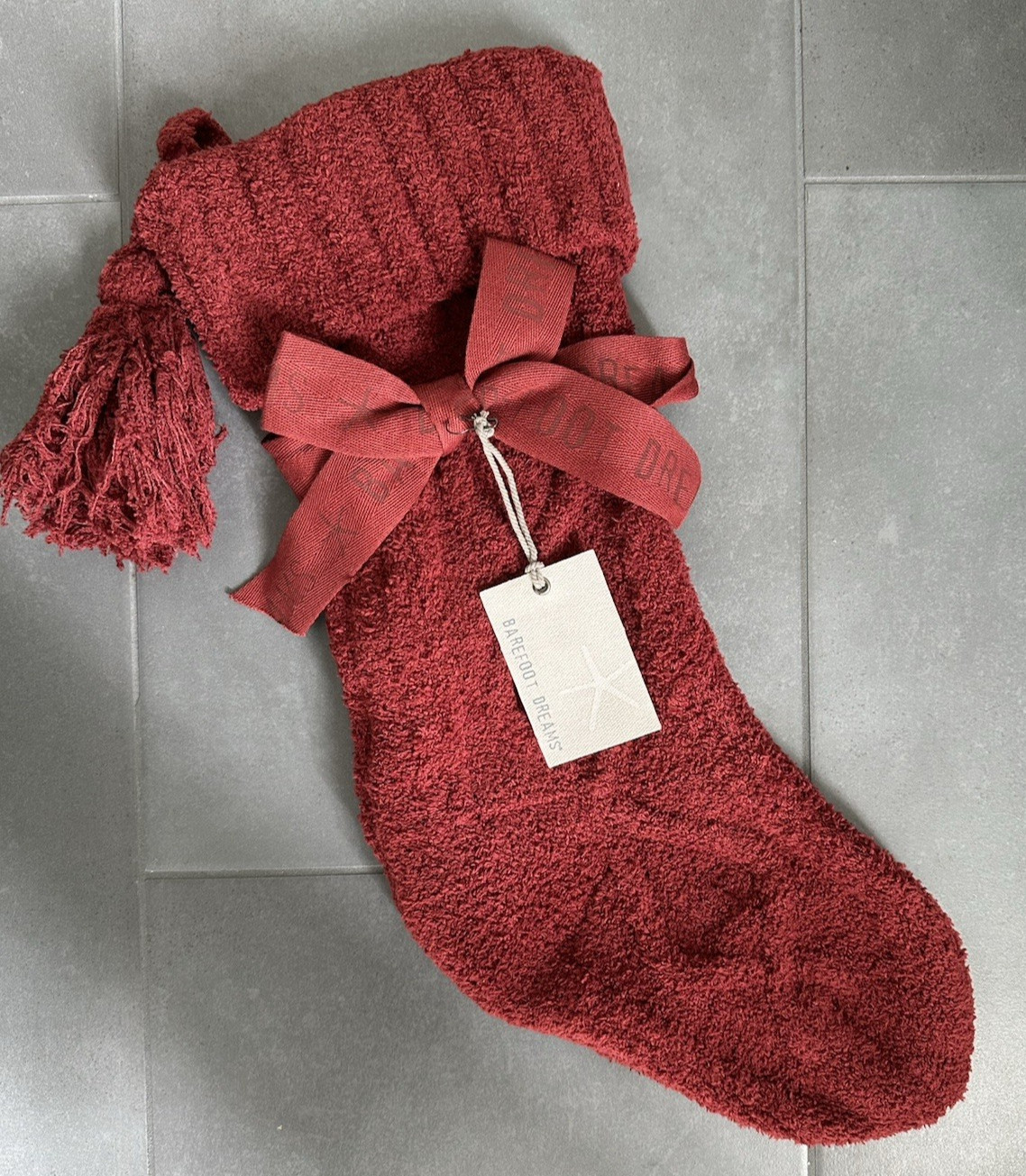 Barefoot Dreams Crimson Red CC Cable Holiday Stocking Christmas One Size NEW