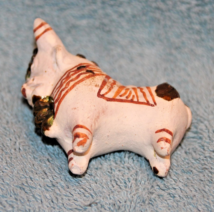 Vintage Folk Art Bull Peruvian Pottery