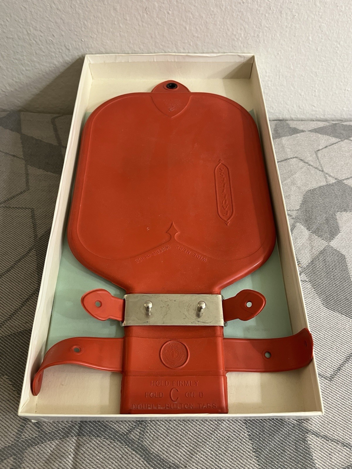 Faultless Rubber Combination Hot Water Bottle & Ice Bag Vintage 1950's Red w/Box