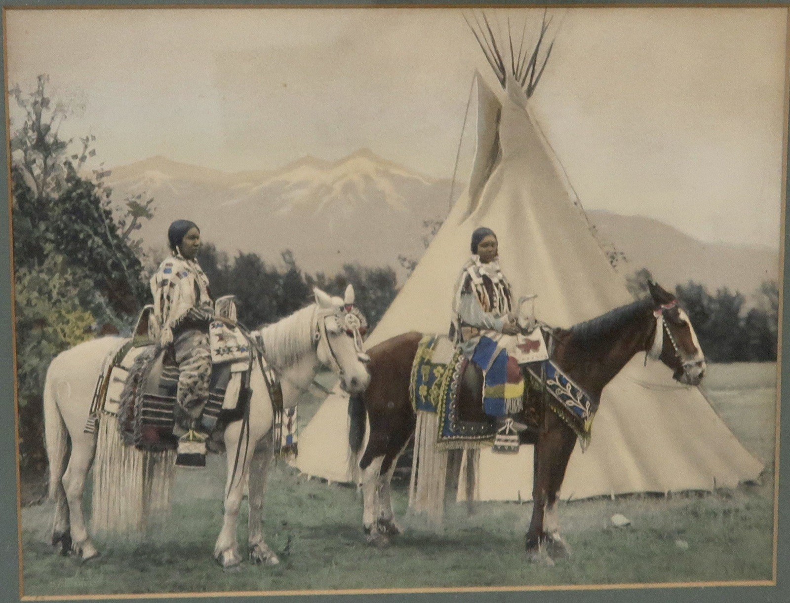 Hand Tinted Native American Photograph- Arts and Crafts Frame: Circa 1900s