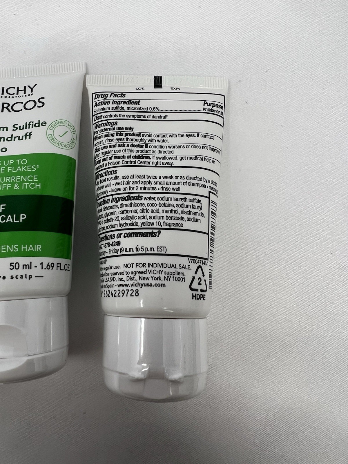 Lot Of 4 Vichy Dercos Selenium Anti-Dandruff Shampoo Itchy Scalp Travel Size