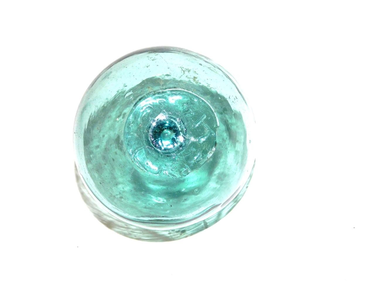 Vtg Glass Japanese Fish Float Swirl 3.5" G Makers Mark Alaska Found Fishing