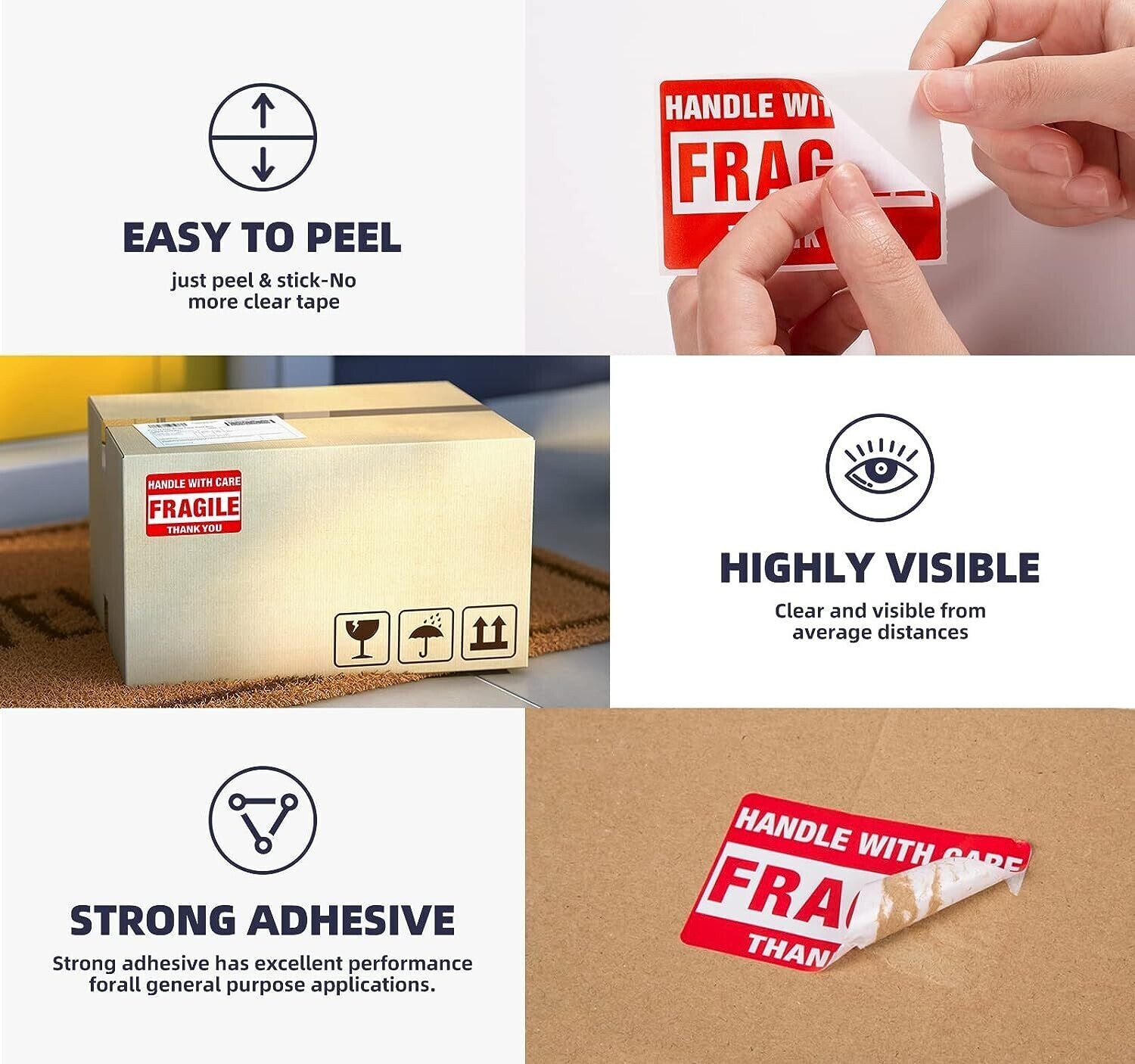 10 FRAGILE Handle with Care stickers DOT 2x3 inch Shipping Label UPS Fedex USPS