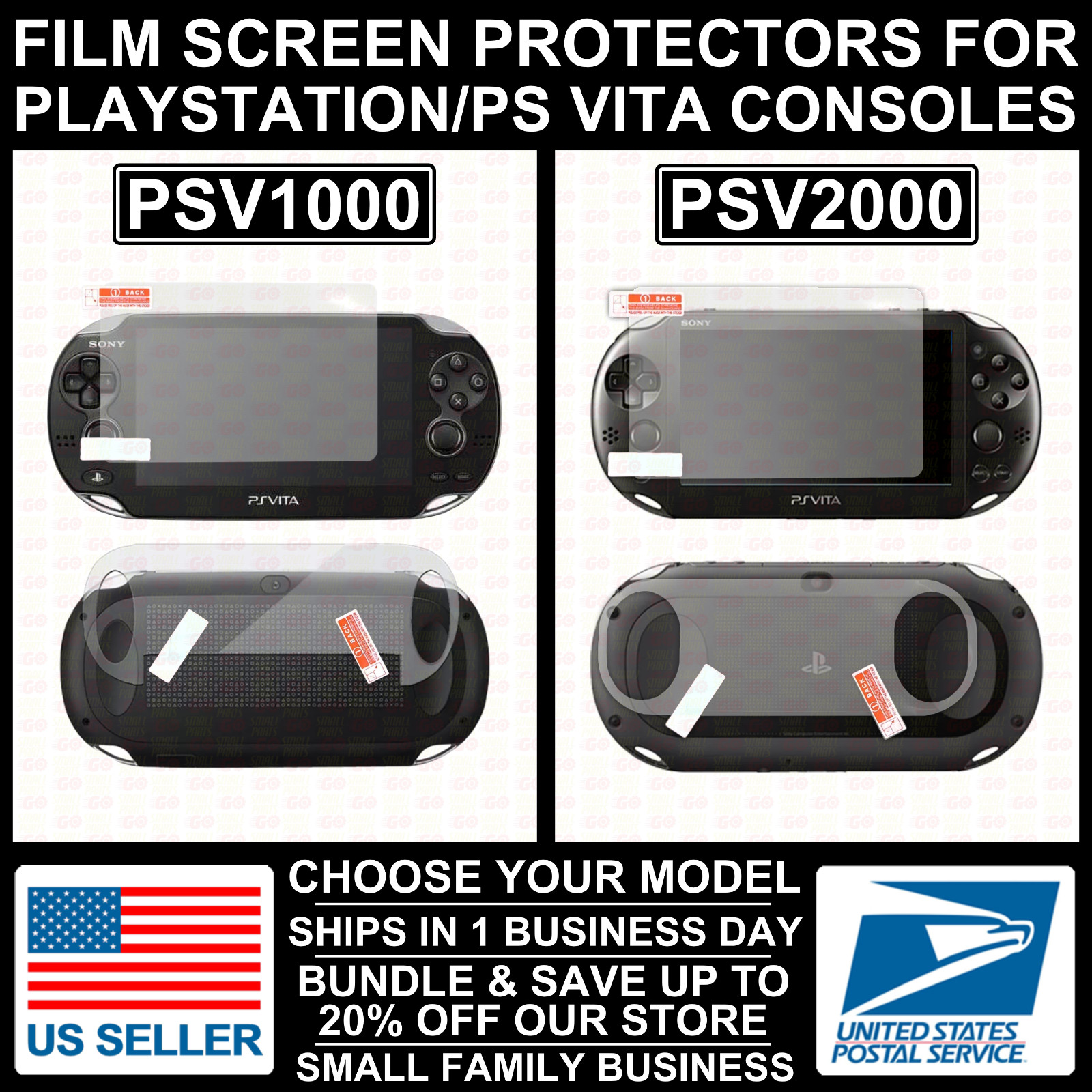 LCD Film Screen Protector For Sony Playstation PS Vita PCH 1000/2000 Front Back