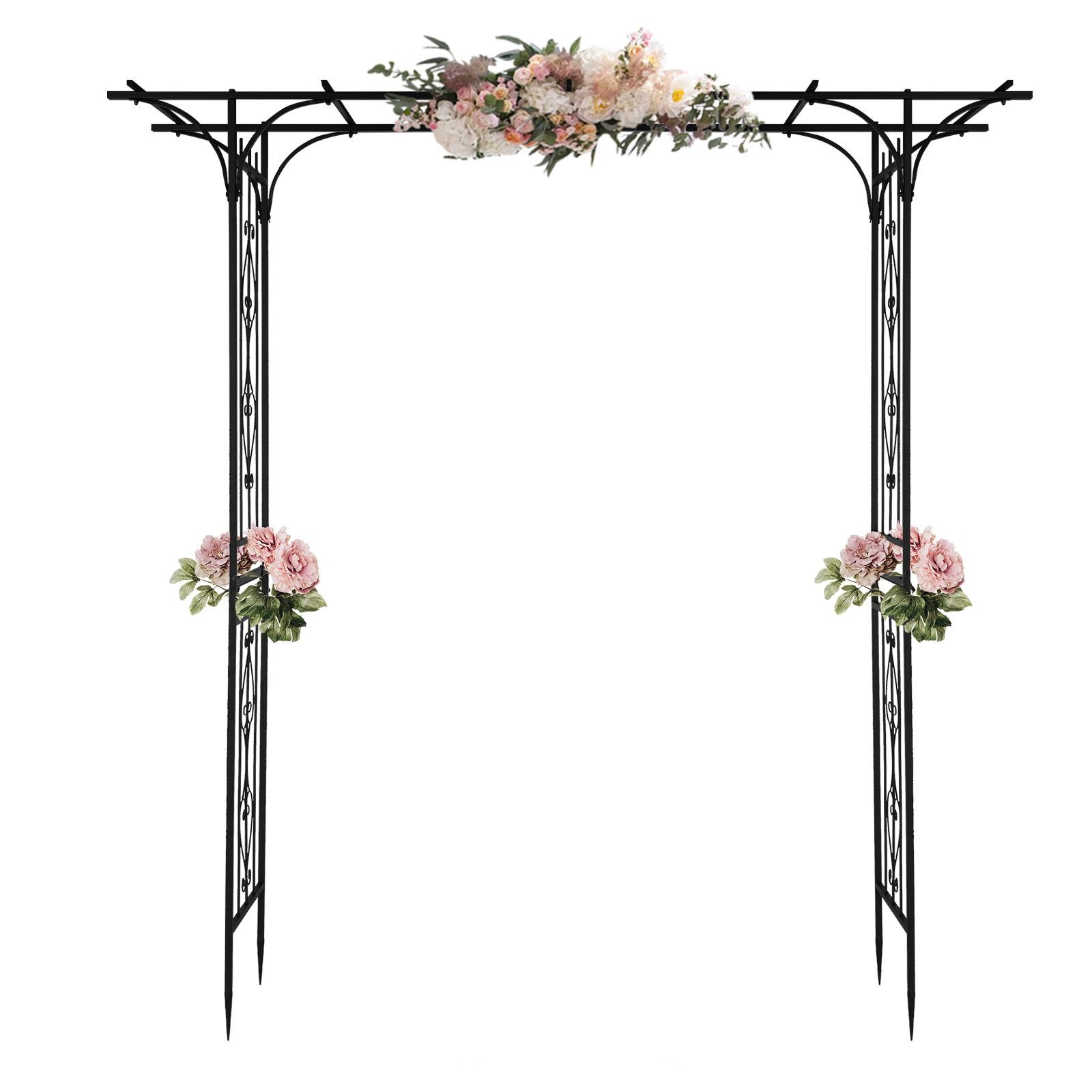 Outdoor Garden Arch Flowers Climbing Plants Trellis Metal Wedding Archway Black