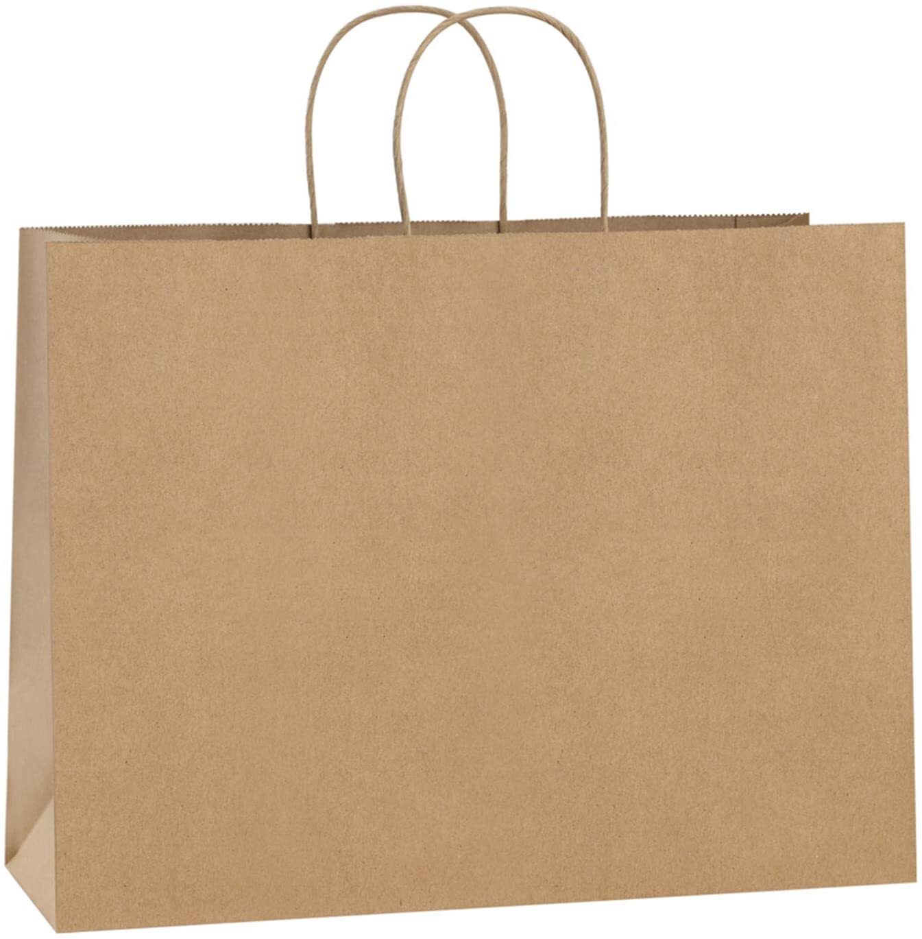 Paper Shopping Bags 25 Natural Kraft 16" x 6 x 12" Retail Merchandise Handles