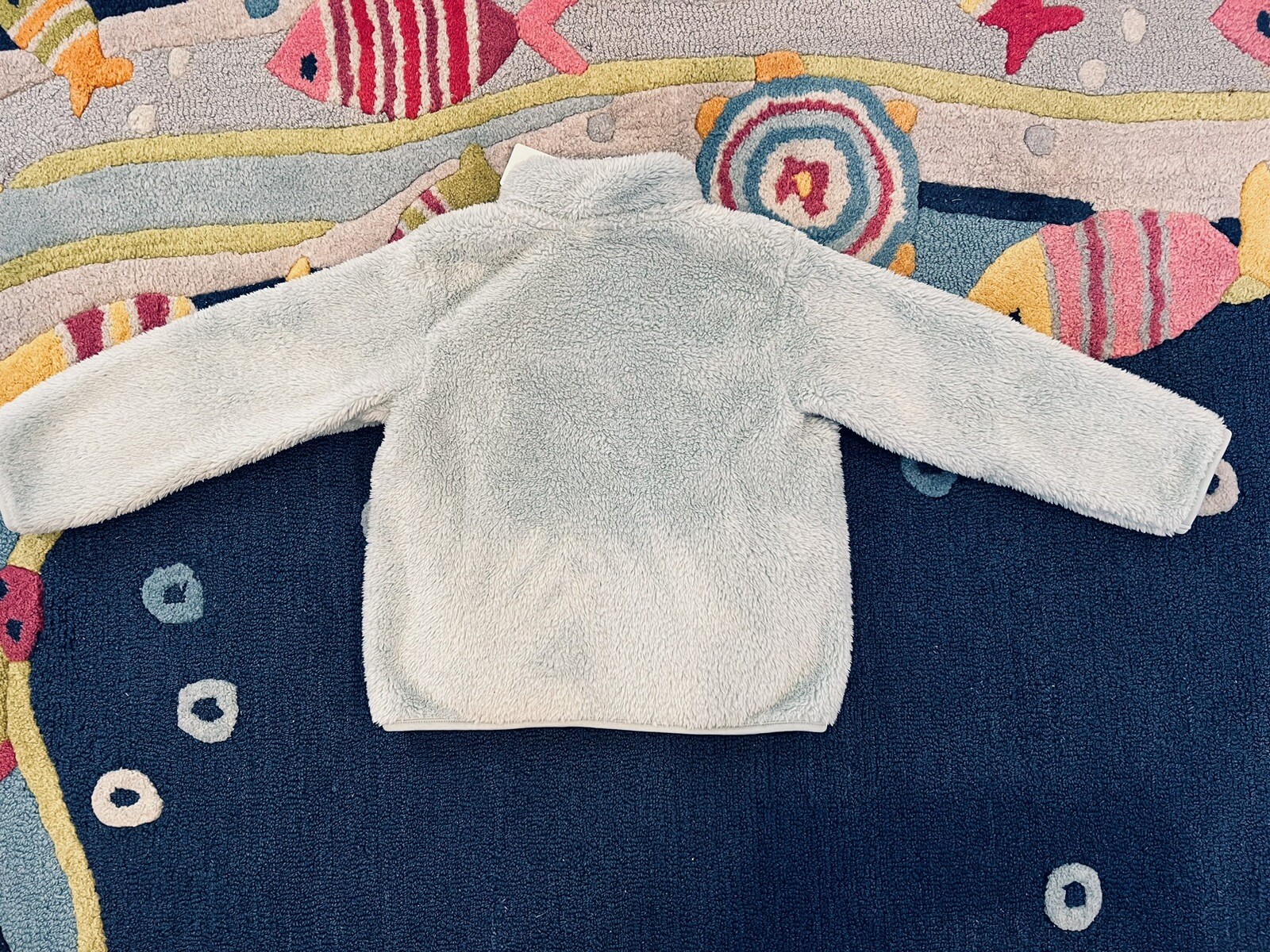 NEW Uniqlo Girls 5-6 Light Blue Fluffy Yarn Original Fleece Full Zip Jacket NWT