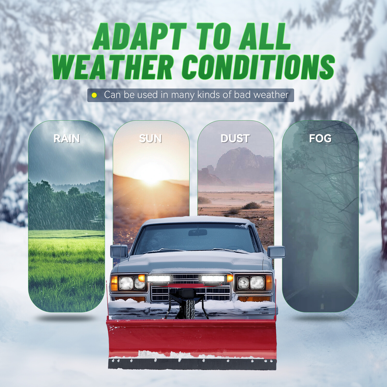 2PCS Universal Headlight Heated LED Plow Lights Replaces #1312100