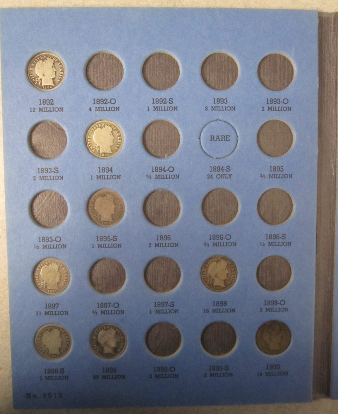 1892-1916 Silver Barber Dimes 38-Coin Partial Set in Vintage Whitman Folder