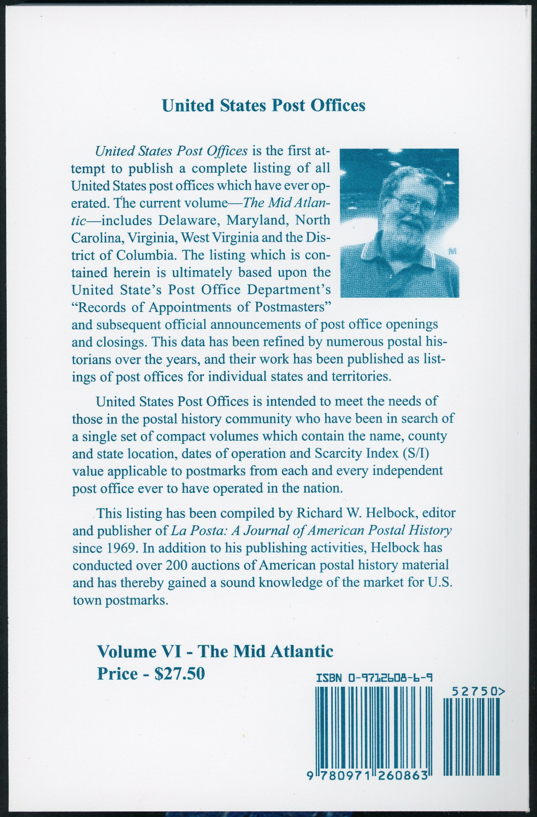 The Mid-Atlantic United States Post Offices Volume VI - Richard W Helbock