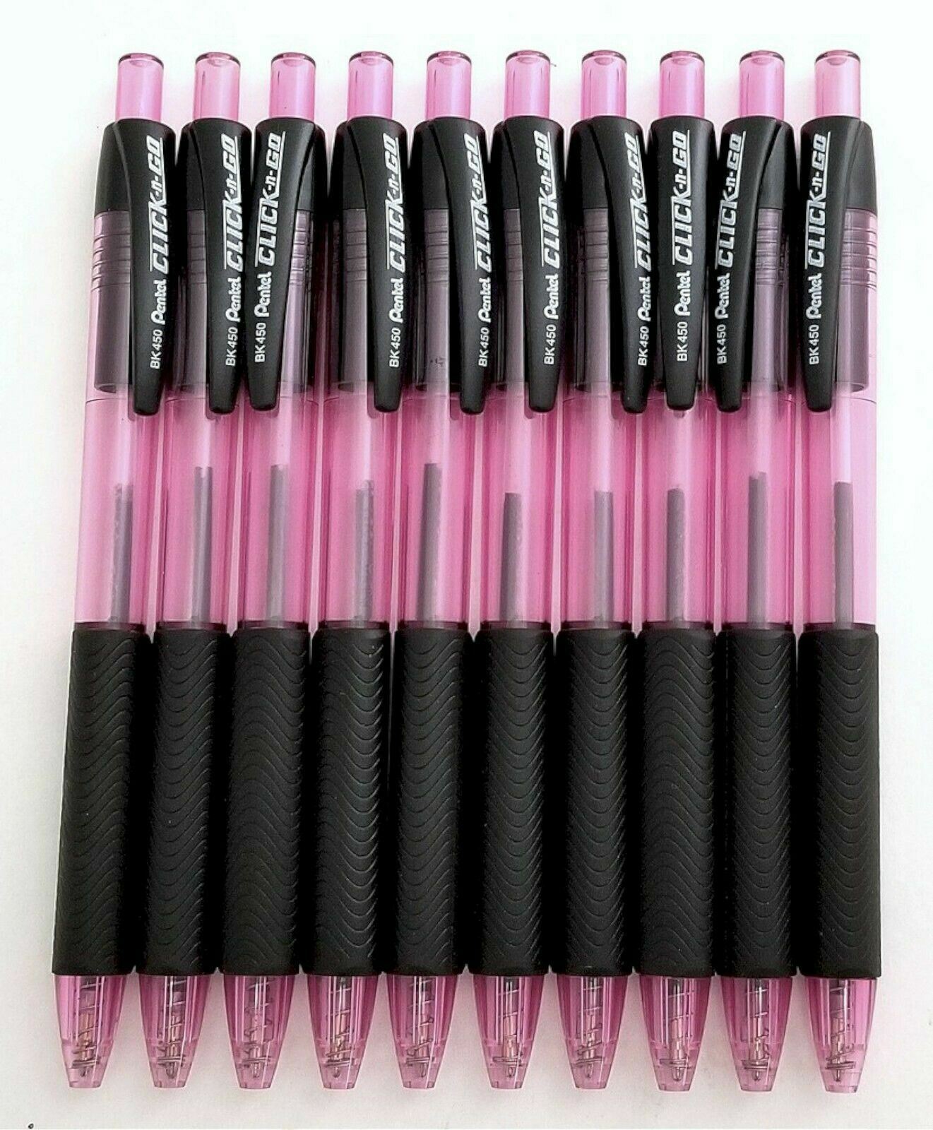 NEW Pentel 144 x Click-N-Go Ballpoint Pen Black INK Pink Barrel Retractable BULK