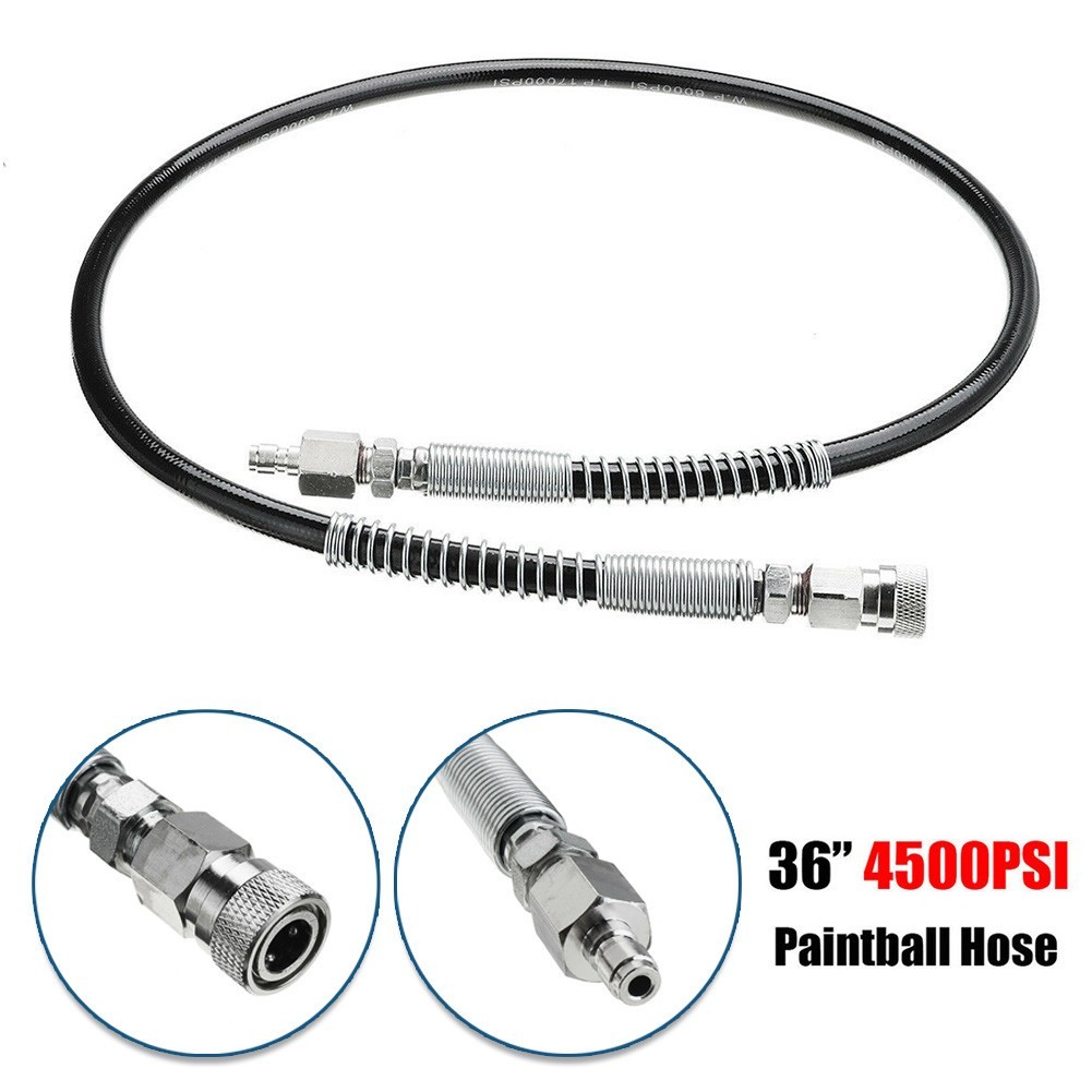 Braided Hose for 4500PSI For HPA SCUBA PCP Tank Fill with Quick Release Black