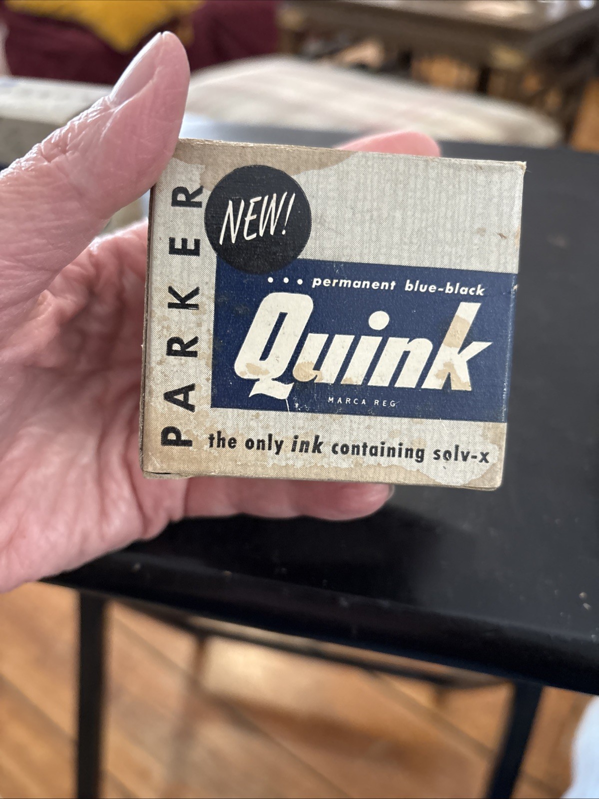 2 Parker Quink Vintage Blue Black & Royal Blue Fountain Pen Ink NOS Full New 50s