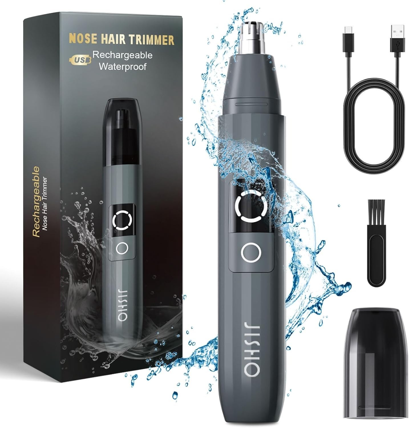 Ear and Nose Hair Trimmer with LED indicator USB Rechargeable Water Resistant
