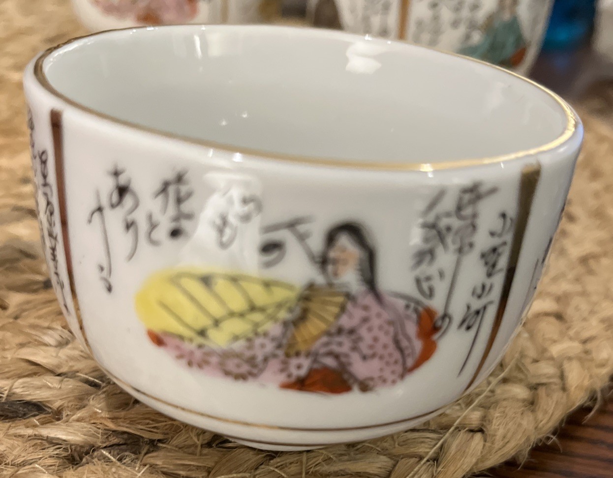 Antique Japanese Kutani Porcelain Teapot with 6 cups