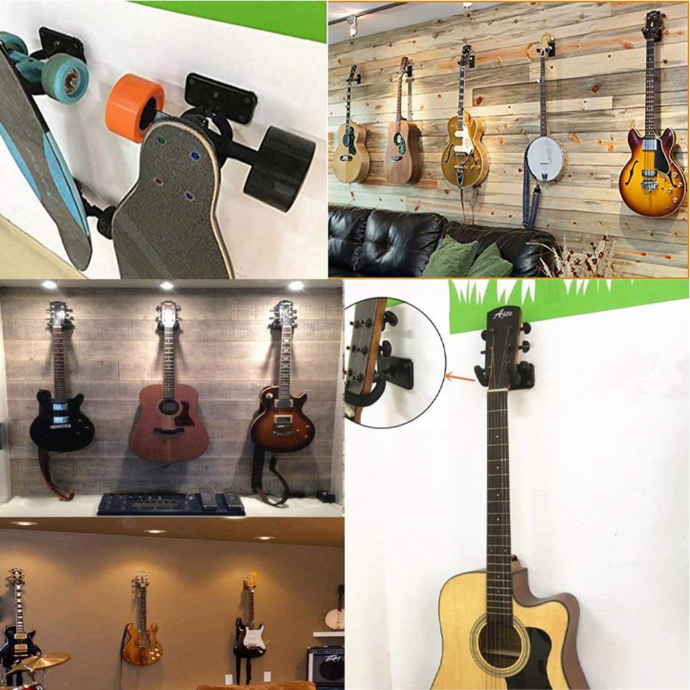 2Pcs Guitar Hangers Rack Adjustable Instrument Display Wall Mount Holder Hook US