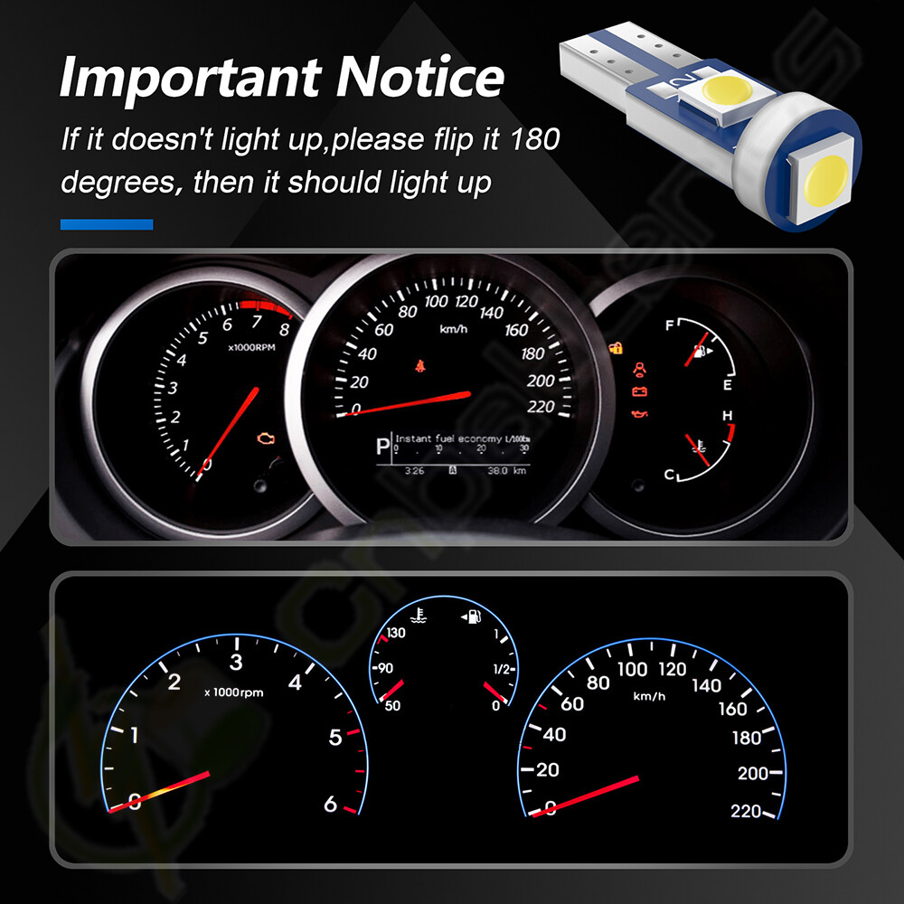 20PCS T5 73LED 3030SMD Instrument Cluster Dash Light Bulb Kit Twist Socket White