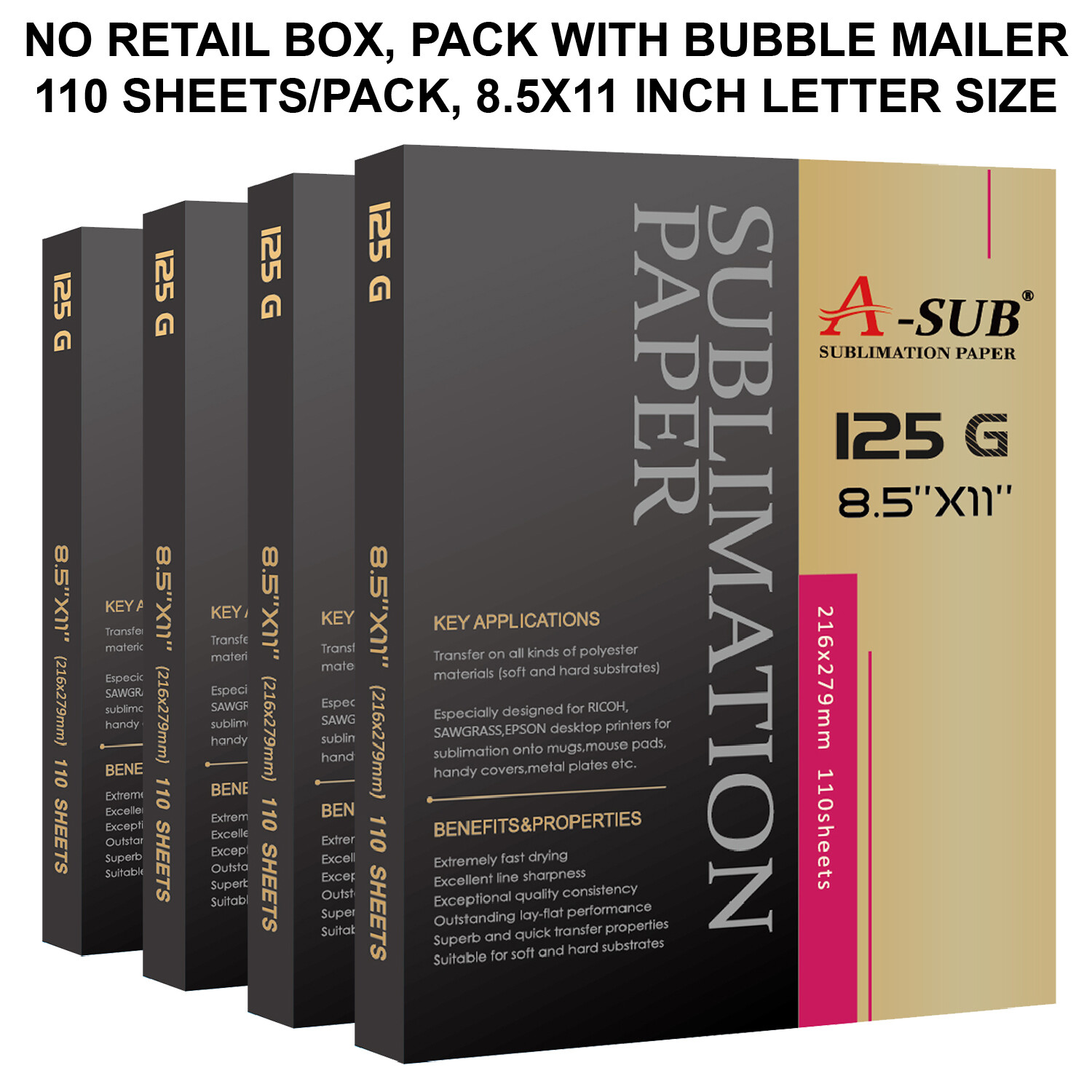 440 Sheets Bulk 125g A-SUB Sublimation Paper 8.5x11 for Sublimation Ink Printers