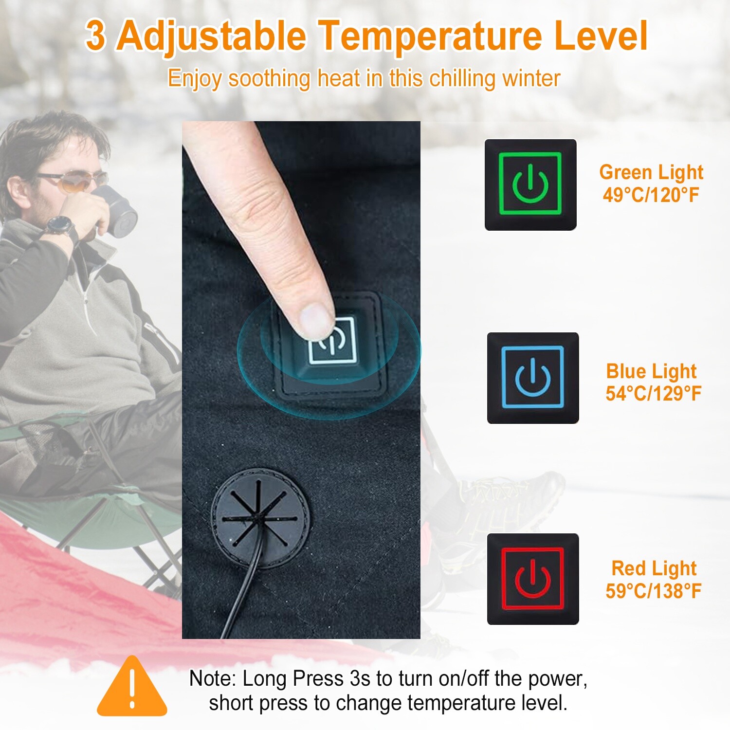 Car Heated Seat Cushion with 20000mAh Battery Pack Heating Pad Winter Heat Mat