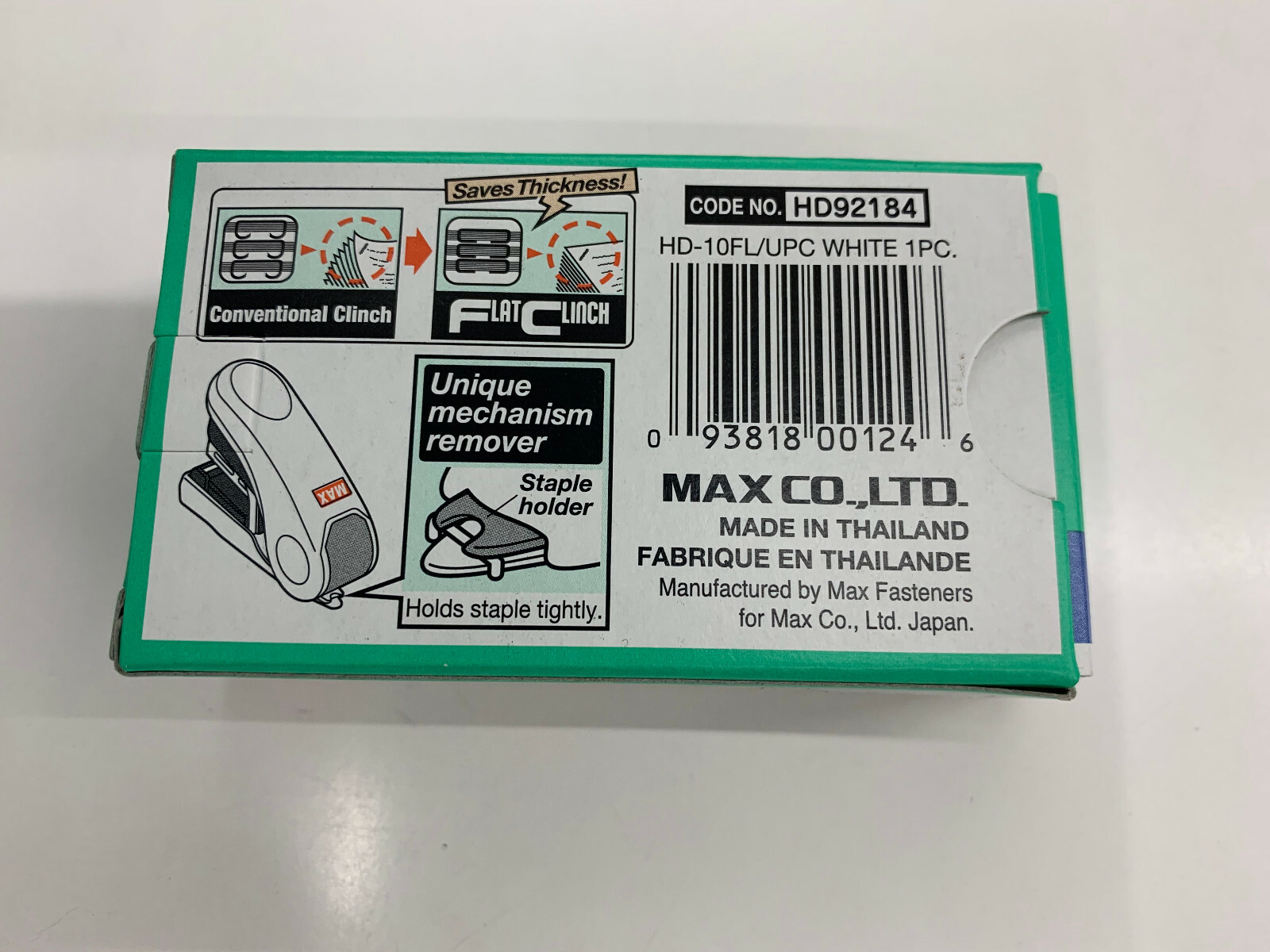 Max Stapler - Flat Clinch - Ergonomic - Mini Style, White