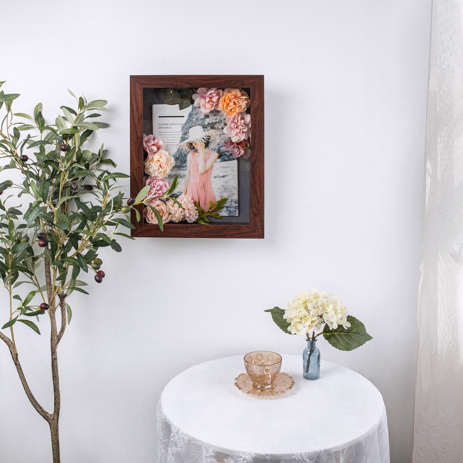 Shadow Box Frame Display Case 2" Depth 6 Pins for 11x14 Collages Mementos, Brown